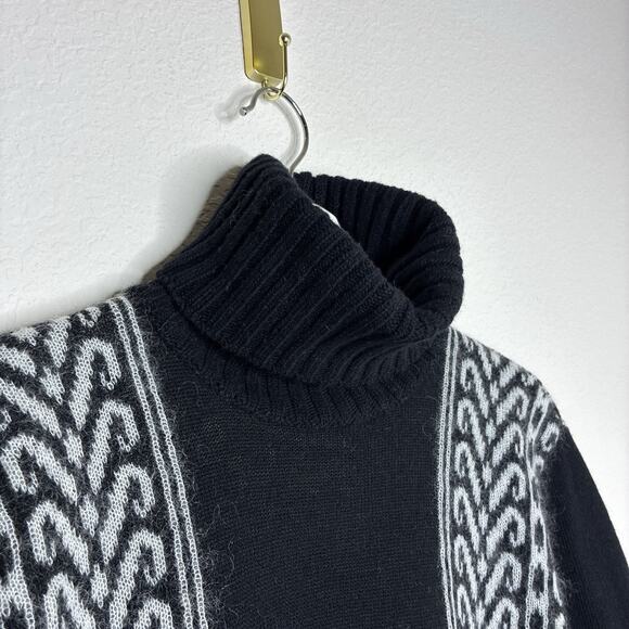 N°21 Jacquard Mohair Cropped High Low Black and White Sweater S - Picture 3 of 10